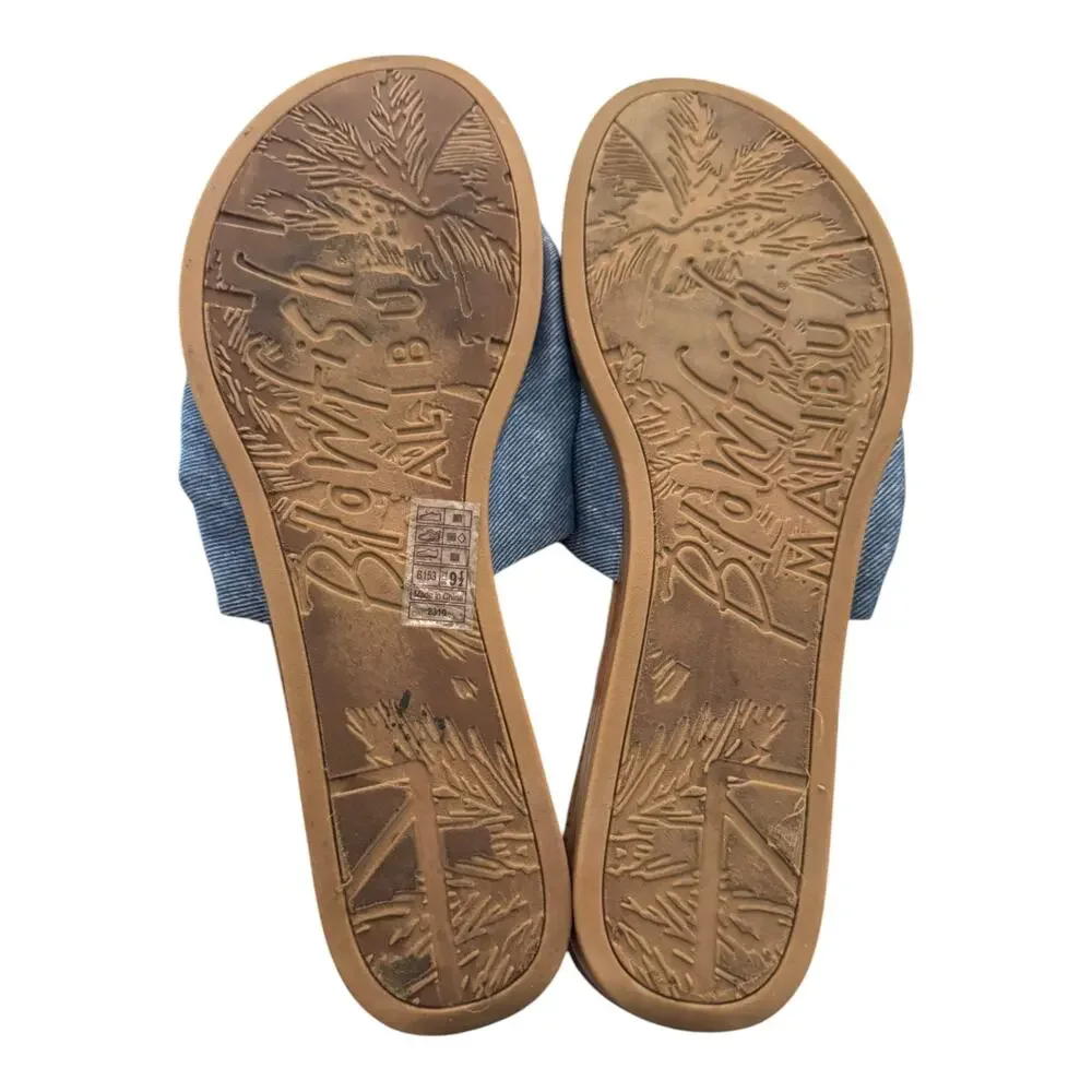 Blowfish Malibu Bow Slide Sandals Denim Blue Women’s 9.5